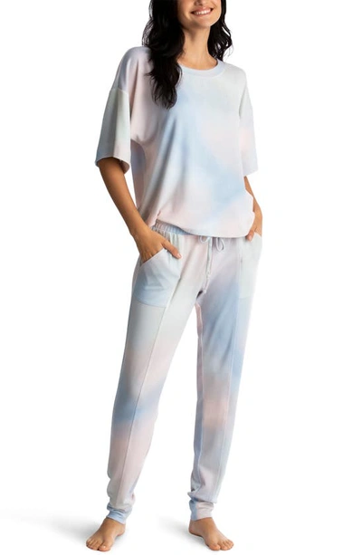 Midnight Bakery Alexis Printed Hacci Lounge Pajama Set In Blue