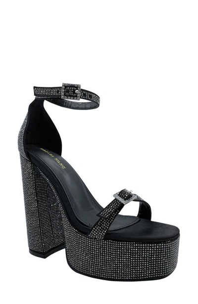 Azalea Wang Sequin Platform Sandal In Black