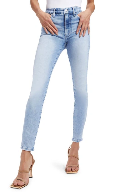 Good American Good Legs Distressed High-rise Skinny Jeans In Indigo102
