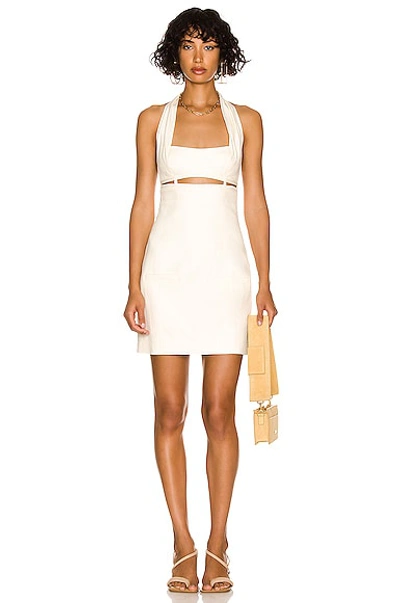 Jacquemus La Dressing Gown Limao Halterneck Mini Dress Off-white