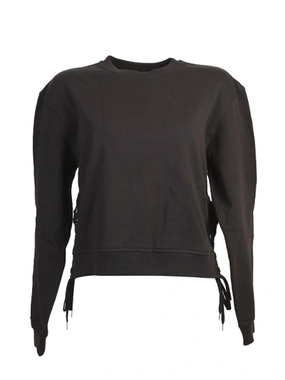 Mcq By Alexander Mcqueen Side Eyelet Laceup Cotton Sweatshirt In Black