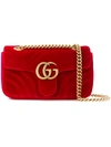 Gucci Gg Marmont Small Quilted-velvet Cross-body Bag In Red