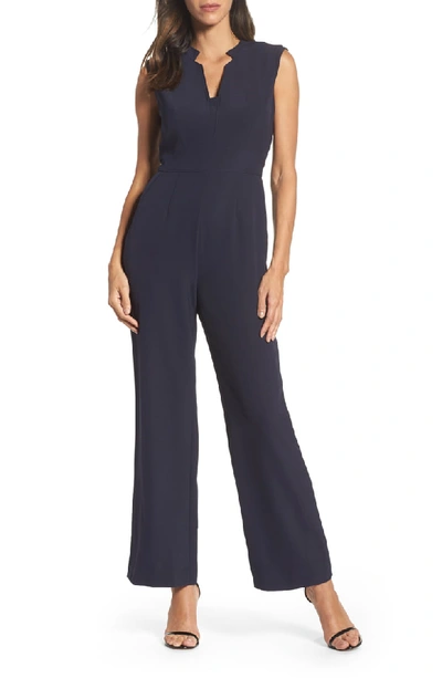 Tahari Crepe Jumpsuit In Navy