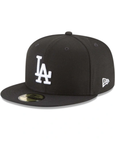 New Era Men's Black Los Angeles Dodgers 59fifty Fitted Hat In Black/white/white