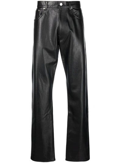 Vtmnts Straight-leg Calf-leather Trousers In Black