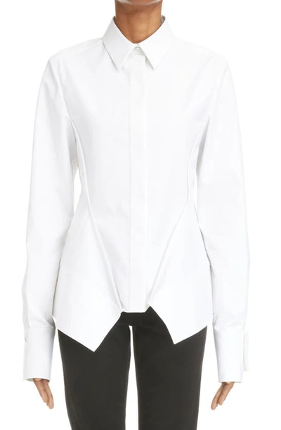 Givenchy Peplum Button-down Poplin Shirt In White