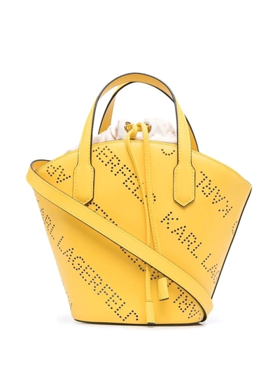 Karl Lagerfeld Small K/punched Logo Tote In Yellow