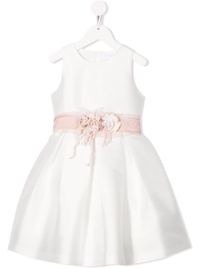 Mimilù Kids' Flower-applique Detail Dress In White