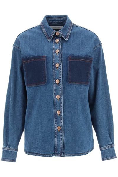 See By Chloé Patch Pockets Denim Shirt In Blue