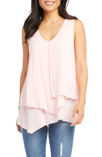 Karen Kane V-neck Layered Asymmetrical Tank In Mauve