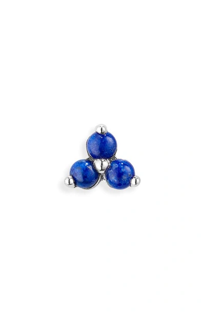 Maria Tash Large Lapis Trinity Threaded Stud Earring In Silver/blue