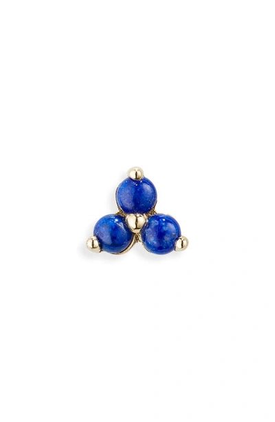 Maria Tash Trinity 14ct Yellow Gold And Lapis Stud Earring