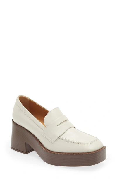 Tod's Gomma Leather Block-heel Penny Loafers In White