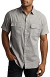 Rowan Warwick Heritage Twill Short Sleeve Button-up Shirt In Concrete