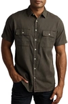 Rowan Warwick Heritage Twill Short Sleeve Button-up Shirt In Dark Olive