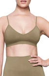 Skims Beige Soft Smoothing Bralette In Army Green