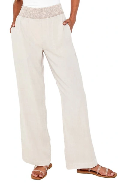 Bella Dahl Smock Waist Wide Leg Pants In Soft Tan