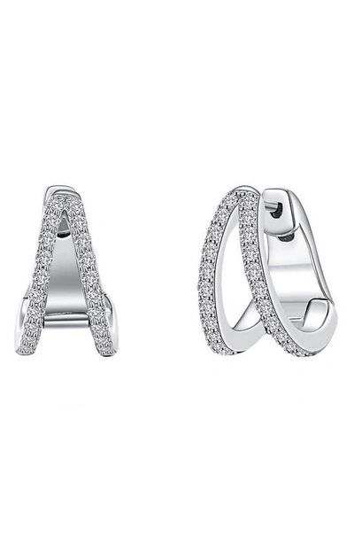 Lafonn Simulated Diamond Split Huggie Earrings In Silver