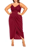 City Chic Trendy Plus Size Lace Touch Maxi Dress In Ruby