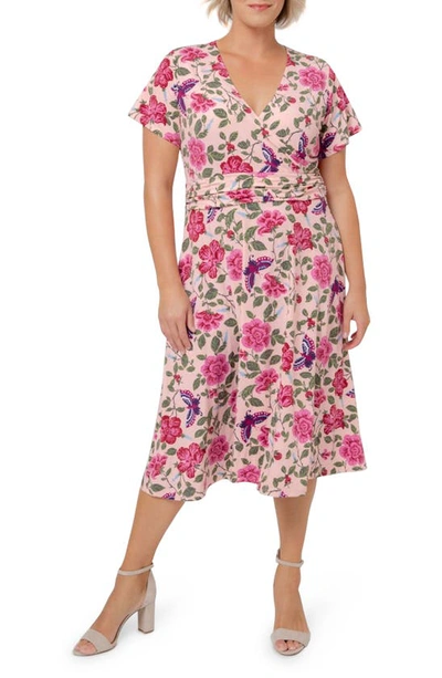 Leota Plus Size Amiya Floral-print Jersey Dress In Pink