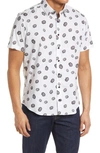 Stone Rose Floral Short Sleeve Stretch Button-up Shirt In White