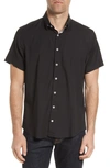 Stone Rose Stretch Short Sleeve Button-up Shirt In Black