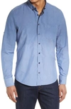 Stone Rose Dip Dye Long Sleeve Button Down Shirt In Navy