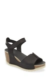 On Foot Leather Wedge Sandal In Black Leather