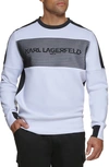Karl Lagerfeld Men's Mesh Logo Neoprene Pullover Sweater In White