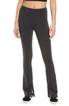 Alo Yoga Zip It Pinstripe High Waist Zip Cuff Flare Leggings In Anthracite/ Black