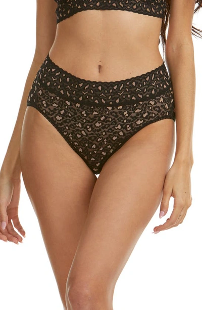 Hanky Panky X-dye French Lace Briefs In Black/ Praline