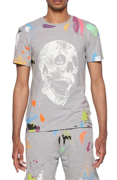 Elevenparis Men's Paint-splatter Graphic T-shirt In Grey Mix S