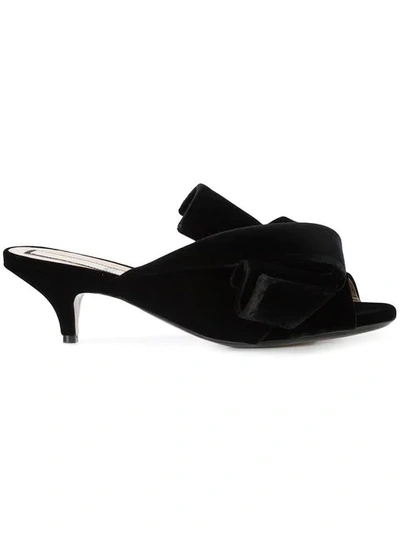 N°21 Twisted-satin Point-toe Mules In Black