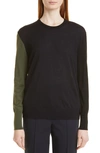 Akris Punto Colorblock Wool Sweater In Tbd Denim Olive Black