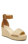 Franco Sarto Clemens Espadrille Wedge Sandals Women's Shoes In Natural Raffia/faux Leather