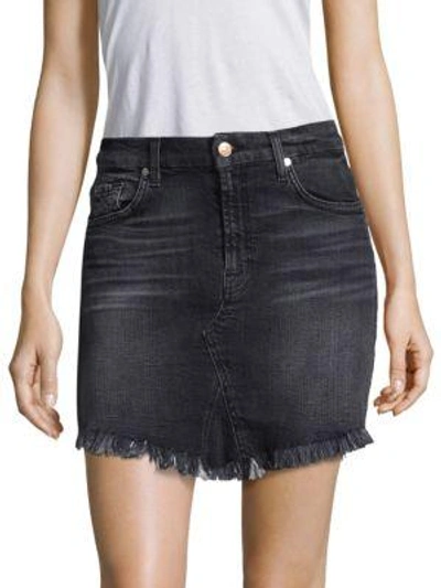 7 For All Mankind Mini Skirt With Scalloped Hem In Vintage Bedford Black
