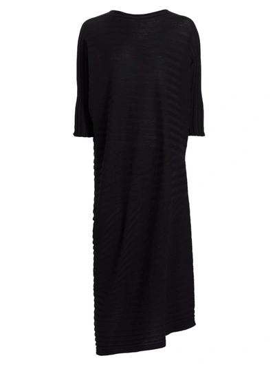 Issey Miyake Zigzag-knit Midi-dress In Black