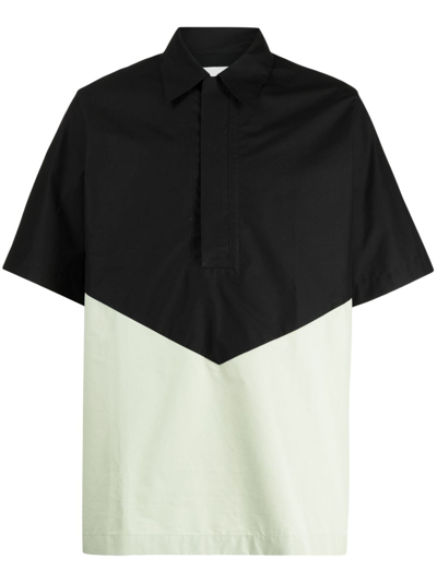 Jil Sander Two-tone Cotton Shirt In Black