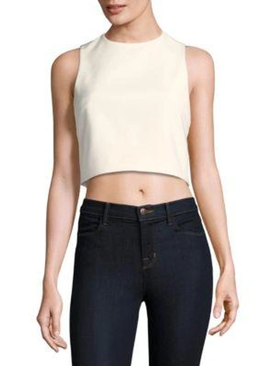 Tibi Cropped Sleeveless Top In Ivory