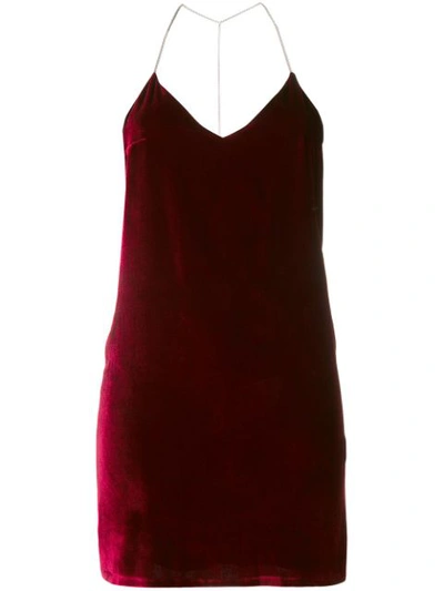 Amiri Open-back Chain-embellished Stretch-velvet Mini Dress In Red