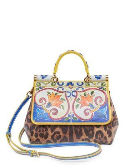 Dolce & Gabbana Sicily Small Leather Shoulder Bag In Multi Print