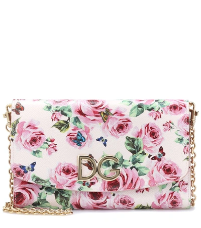 Dolce & Gabbana Rose Printed Dauphine Leather Clutch