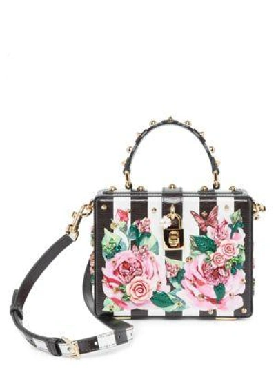 Dolce & Gabbana Dolce Stripe Box Bag With Roses In Rose-line