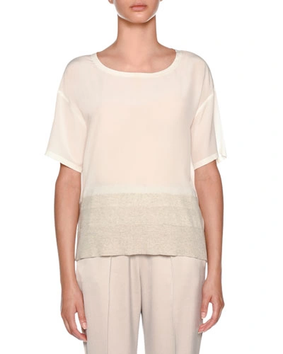 Agnona Silk Tee Shirt With Knit Details
