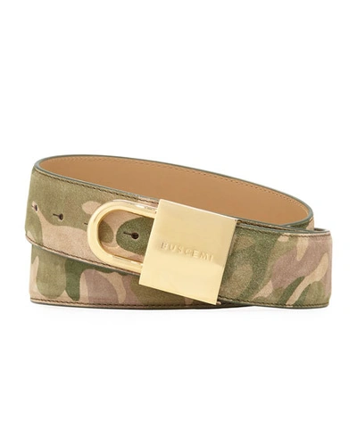 Buscemi Camouflage-print Lock-buckle Leather Belt In Multi