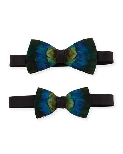 Brackish Bowties Father & Son Cali Feather Bow Tie In Blue