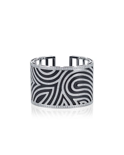 Bessa Diamond Swirl Cuff Bracelet With Leather Strap