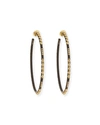 Armenta 18k Gold & Blackened Sterling Silver Old World Crivelli Champagne Diamond Hoop Earrings In Gold/black