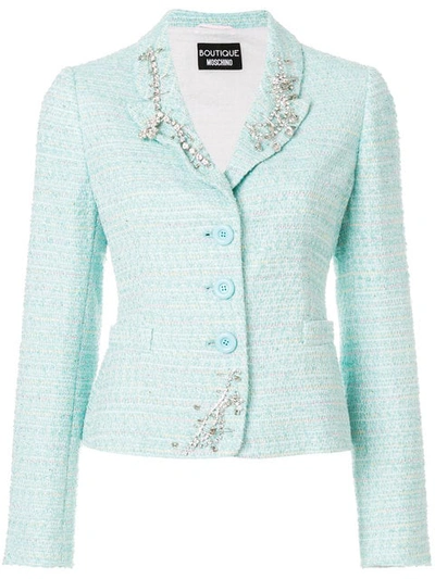 Boutique Moschino Embellished Boucl&eacute; Blazer In Blue