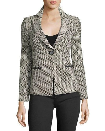 Emporio Armani One-button Diamond-jacquard Knit Jacket In Multi